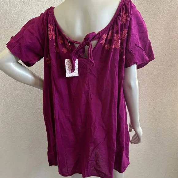 NWT Free People Fiona Embroidered Mini Dress Bright Plum Size Medium - Picture 7 of 11
